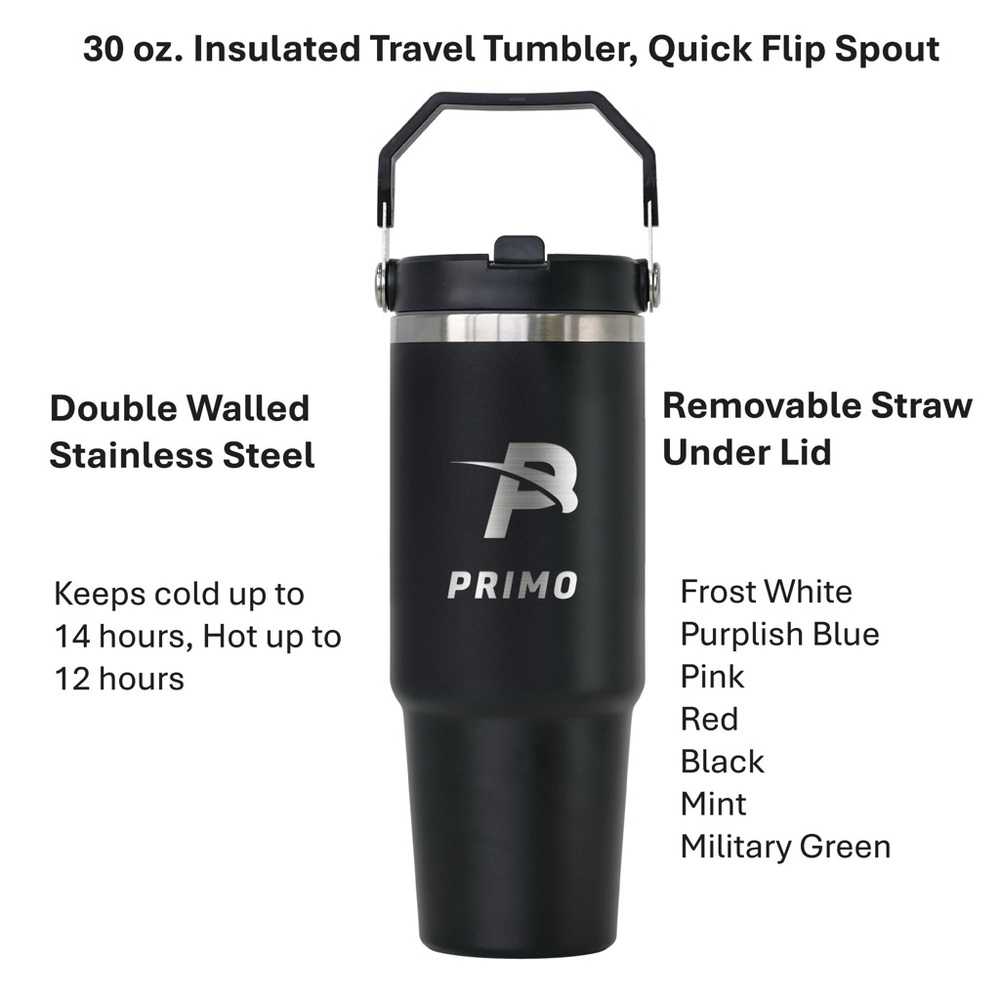 Primo Black Insulated Travel Tumbler 30 oz